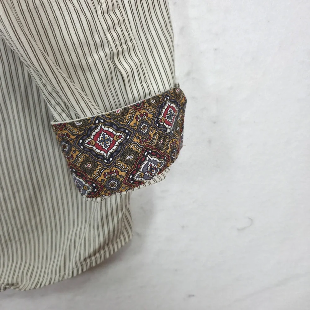 Cinch Mens Striped Western Button Down Shirt XL Tan White Paisley MTW1103341